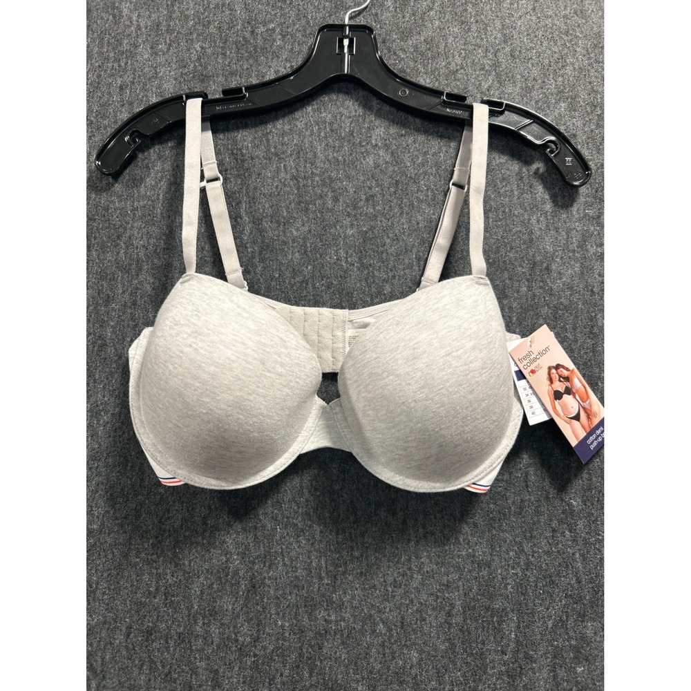 Fruit of the Loom Fresh Collection Bra XL Grey Underwire Cotton Demi Push Up